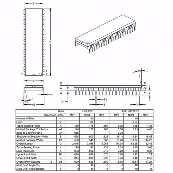PIC16F877A-I/P DIP40 8-Bit 20 MHz Mikrodenetleyici