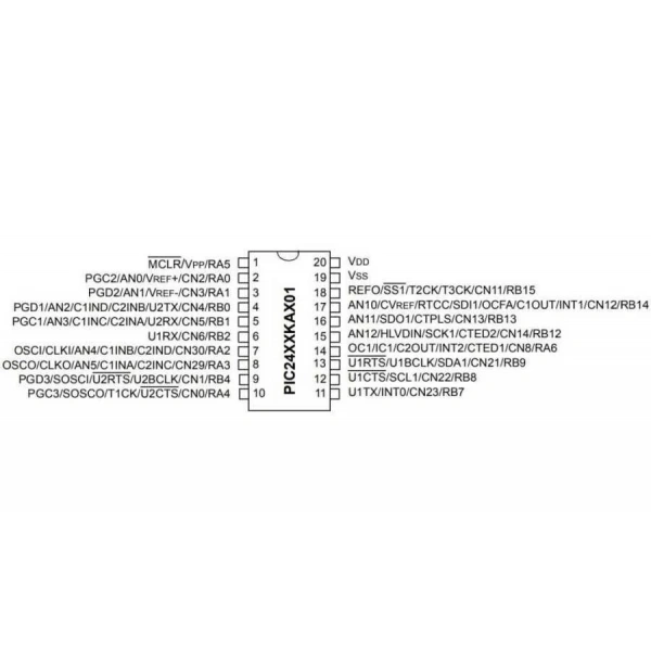 PIC24F08KA101-I/P PDIP-20 32MHz Mikrodenetleyici