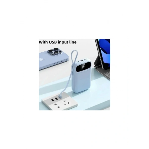 PW-97 2.4A LCDli 1xUSB-A Dahili Mikro Type-C Lightning 10.000mAh Powerbank