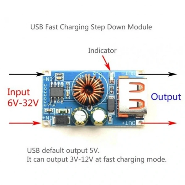 Q3.0 USB Hızlı Şarj Devresi 6-32V