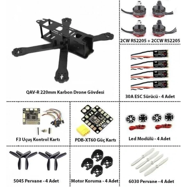 QAV-R 220 Karbon Fiber Drone Seti