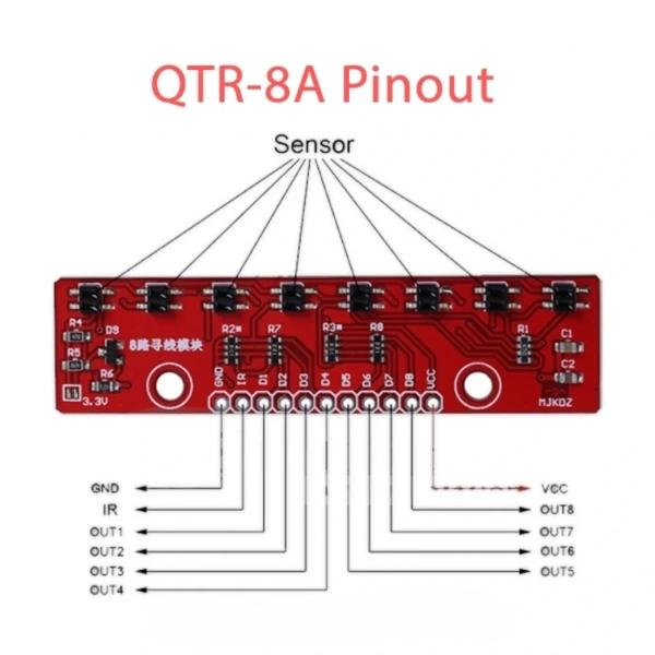 QTR-8A 8’li Kızılötesi Sensör Modülü