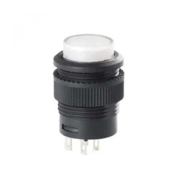 RL16-503A 16MM Plastik 4 Pin Anahtarlı Buton Beyaz