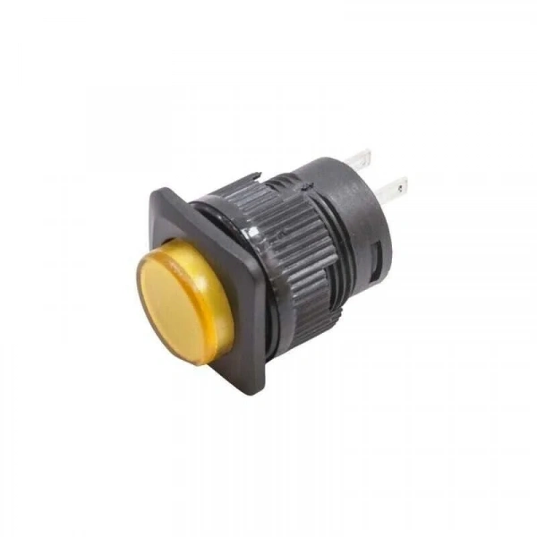 RL16-504A 16MM Plastik 2 Pin Anahtarlı Buton Sarı