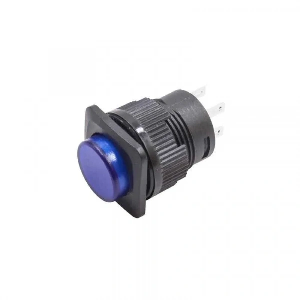 RL16-504A 16MM Plastik 4 Pin Anahtarlı Buton Mavi