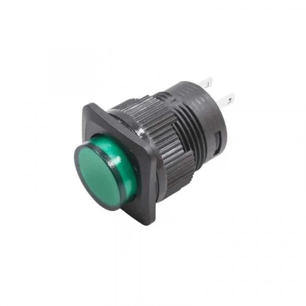 RL16-504B 16MM Plastik 2 Pin Yaylı Buton Yeşil