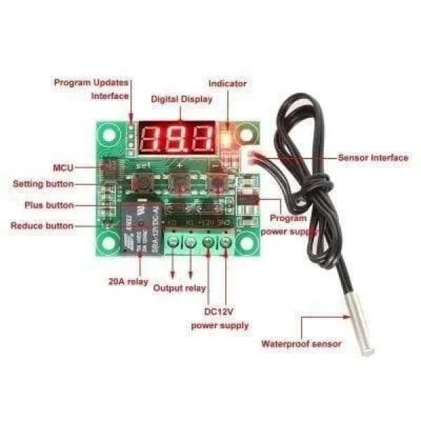Röle Çıkışlı Dijital Termostat. Sıcaklık Kontrol Kartı - W1209