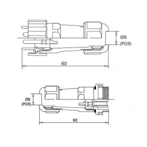 SD16 4 Pin 16mm Su Geçirmez Konnektör Takımı