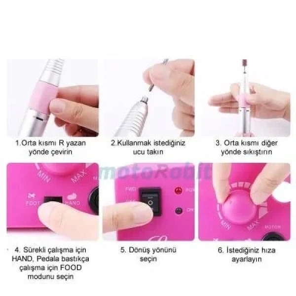 Sina Manikür Pedikür Tırnak Törpü Seti - Pembe