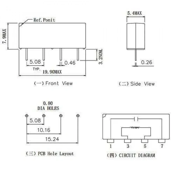 SIP-1A05 5V 1A Reed Röle - 4-Pin