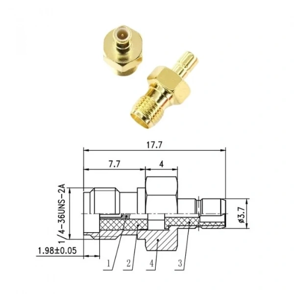 SMA Dişi - SMB-KJ Erkek Coaxial Konnektör