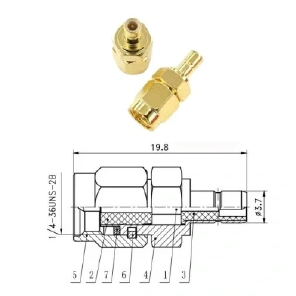 SMA Erkek - SMB-JJ Erkek Coaxial Konnektör