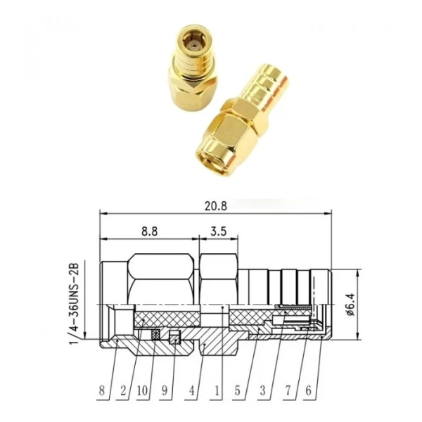 SMA Erkek - SMB-JK Dişi Coaxial Konnektör