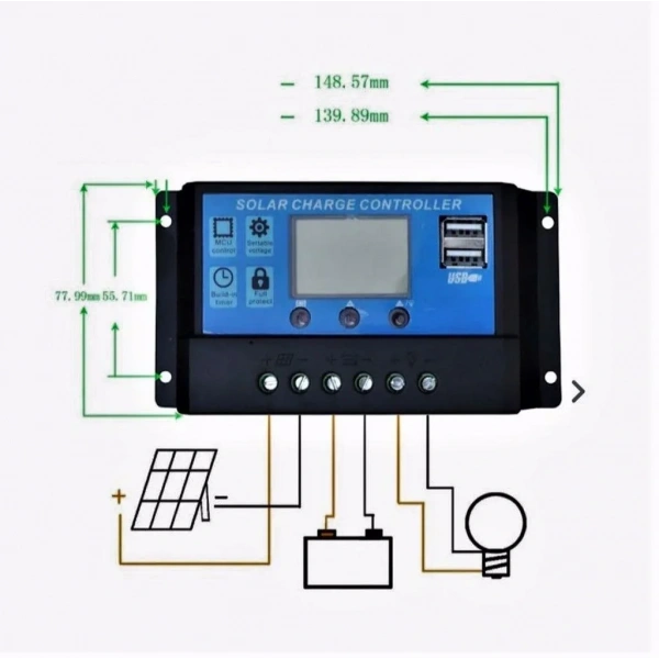 Solar Panel Akü Şarj Cihazı 30A 12/24V