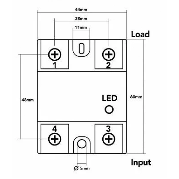 SSR-25DD Solid State Röle 25A - 3-32VDC Giriş 5-60VDC Çıkış