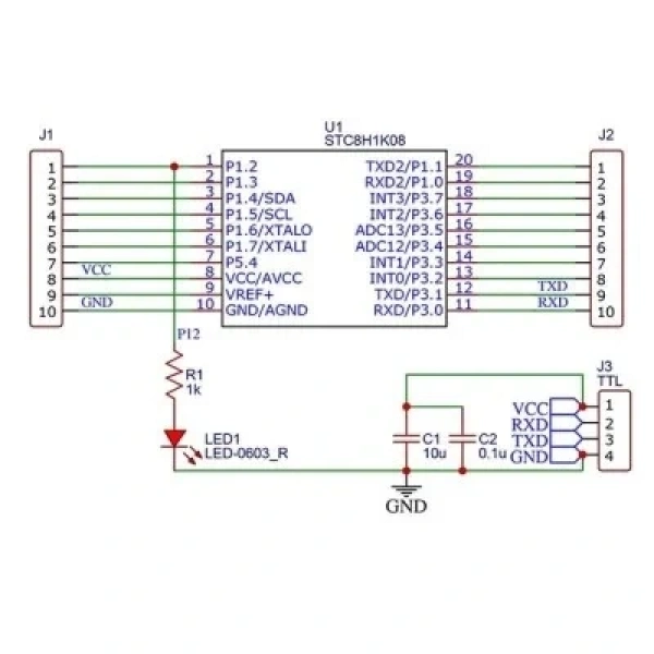 STC8H1K08-TSSOP20 Geliştirme Kartı