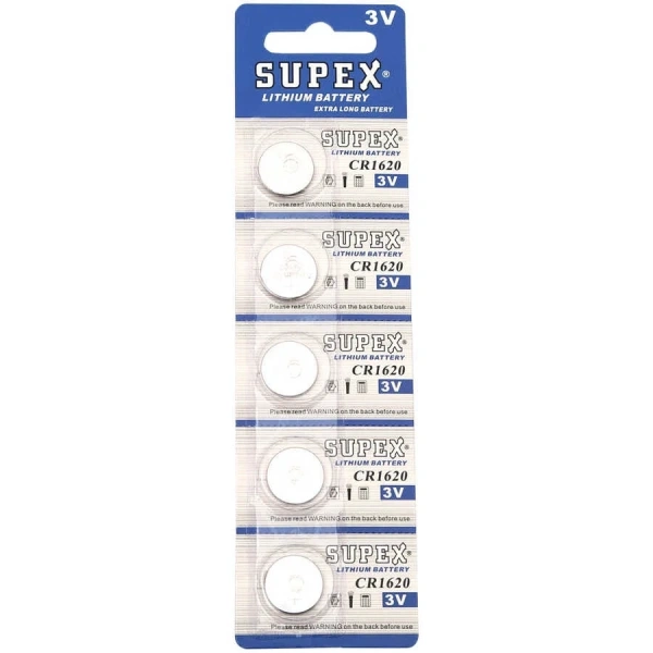 Supex CR1620 3V Lityum Düğme Pil 5li Kart