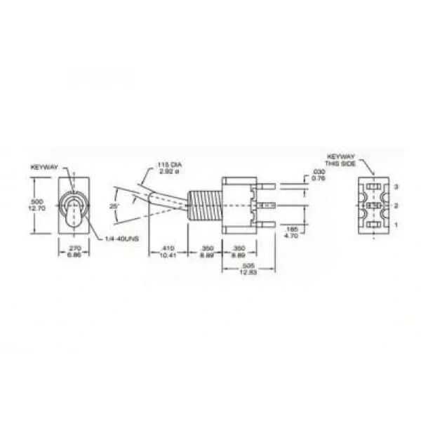 T80-T ON-ON 3-Pin Yaylı Toggle Switch