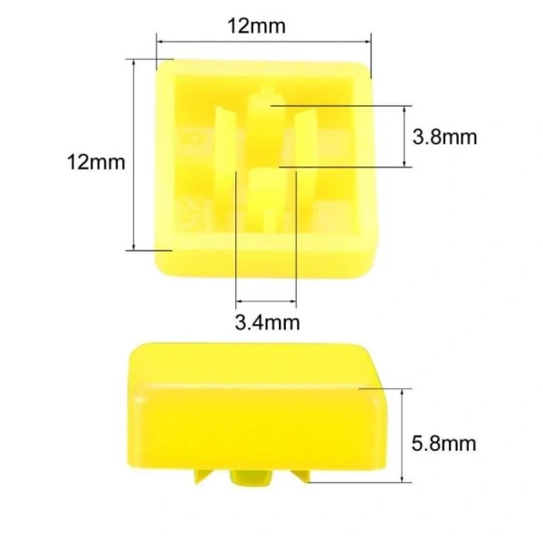 Tact Switch Kapağı Kare Sarı- 10x10x5mm