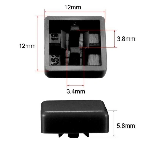 Tact Switch Kapağı Kare Siyah - 10x10x5mm