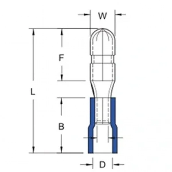 TBE-2050 1.5-2.5mm2 İzoleli Soket Tipi Erkek Terminal Kablo Ucu Mavi 100 Adet