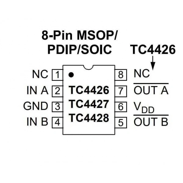 TC4426CPA DIP-8 Mosfet Sürücü Entegresi