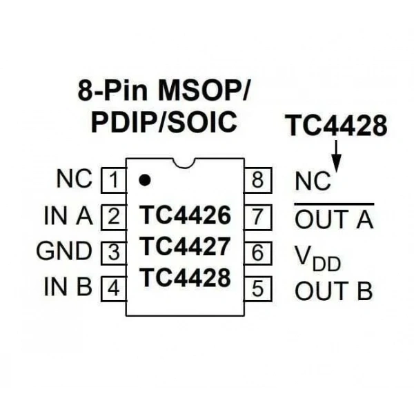 TC4428 DIP-8 Mosfet Sürücü Entegresi