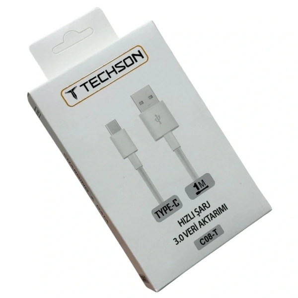 TECHSON Type-C 2.4A Hızlı Şarj Kablo USB 3.0 Veri Aktarımı 1m C08-T