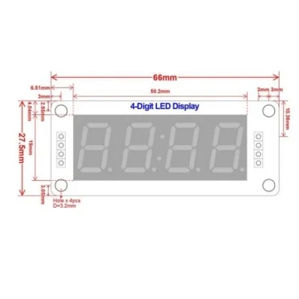 TM1637 4 Digit Led Display Saat Modülü - Mavi