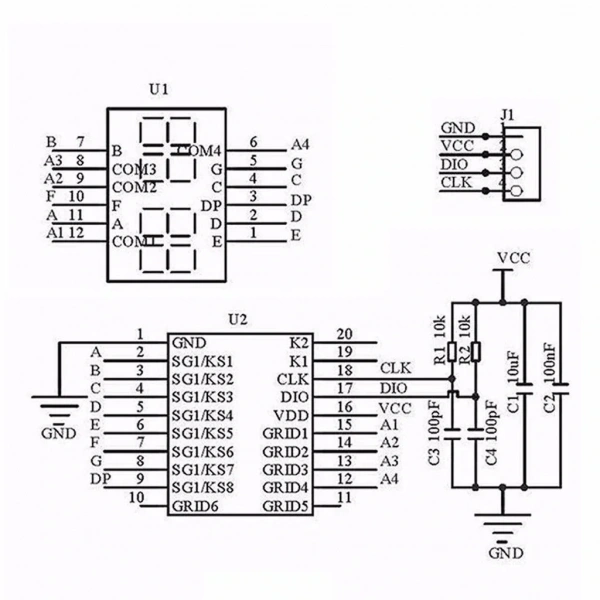 TM1637 Lcd Ekran Modülü 4 Dijit 7 Segment