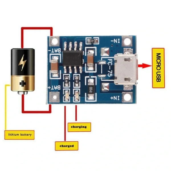 TP4056 Micro USB Girişli Li-Po Pil Şarj Devresi