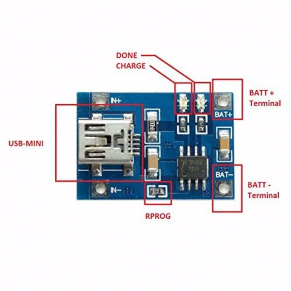 TP4056 Mini USB Lipo 18650 Pil Şarj Devresi Modülü