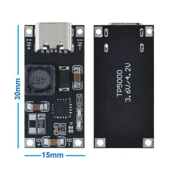 TP5000 LiFePO4 ve Li-ion Pil Şarj Devresi Type-C Girişli Modül 1A