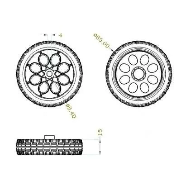 TT Sarı Motor Uyumlu 65mm Tekerlek