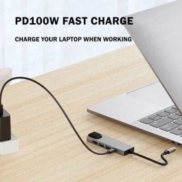 Type-C Hub 5in1 2 Port USB 3.0 + 100Mpbs Ethernet + HDMI + Type-C Çevirici
