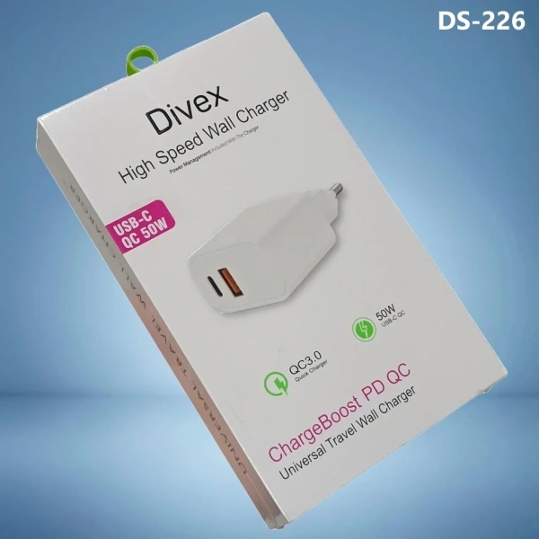 Type-C + USB 50W Yüksek Hızlı Şarj Adaptörü DS-226