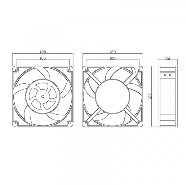 UF-123823 AC 220V 0.14A Metal Fan 120x120x38mm