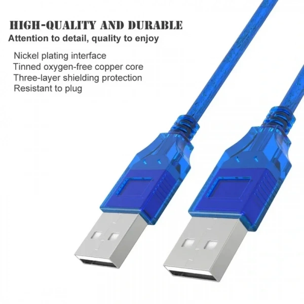 USB 2.0 Erkek To Erkek Data Ve Şarj Kablosu Mavi 50cm