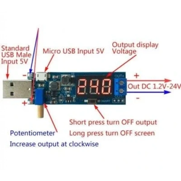 USB Güçlendirici Voltaj Regülatörü (5V to 3.3V-24V)
