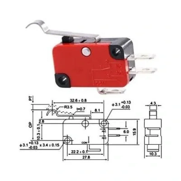 V-154-1C25 Micro Switch 3-Pin