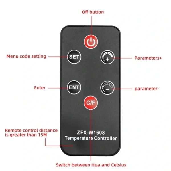 W3231 ZFX-W1608 DC12V Uzaktan Kumandalı Dijital Termostat
