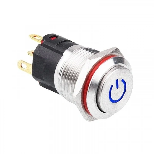 WD16A-G1Z-C 16mm Çıkık Anahtarlı Işıklı Power Metal Buton - Mavi