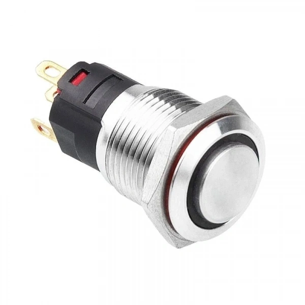 WD16A-G1Z-E 16mm Çıkık Anahtarlı Işıklı Metal Buton - Beyaz