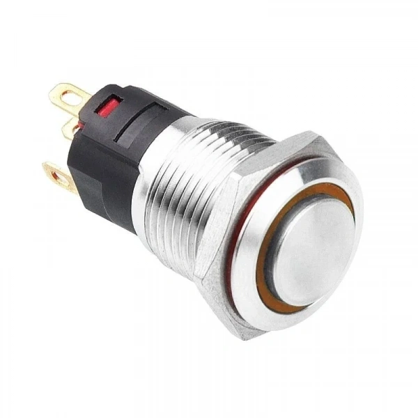 WD16A-G1Z-E 16mm Çıkık Anahtarlı Işıklı Metal Buton - Sarı