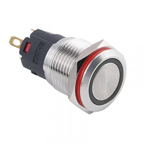 WD16A-P1Z-E 16mm Düz Anahtarlı Işıklı Metal Buton - Beyaz