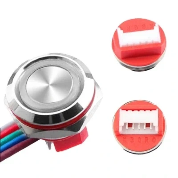 WD16C1-Wired-P1-E 16mm Düz Yaylı Mavi Işıklı Metal Buton - Kablolu