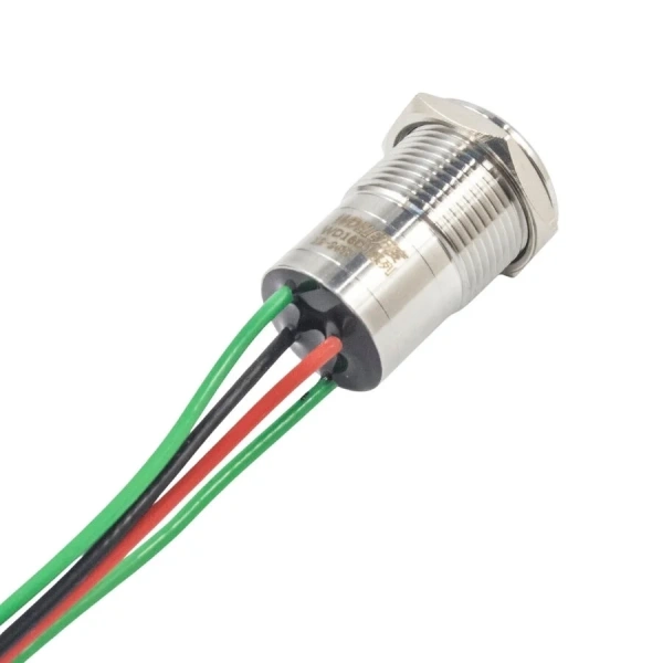 WD16D1-P2Z-E 16mm Straight Key Illuminated Metal Button with Cable - White