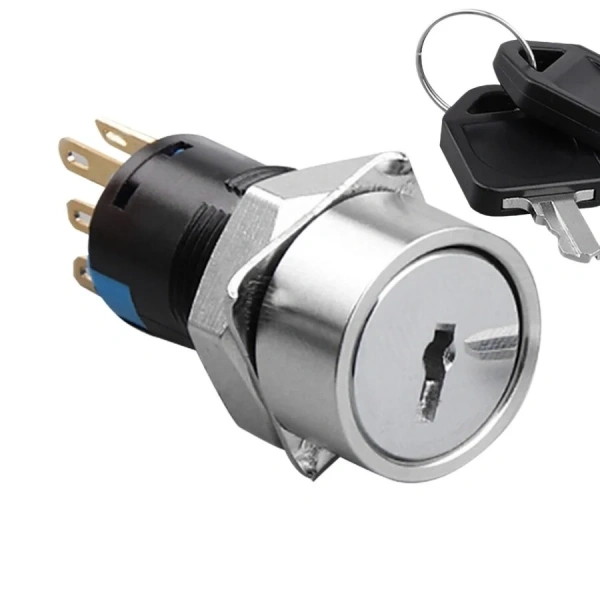 WD16Y-P1 16mm Anahtarlı Mandal Buton 2NO+2NC