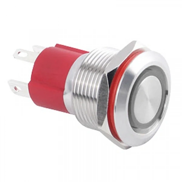 WD19D-P1Z-E 19mm Düz Anahtarlı Işıklı Metal Buton - Beyaz