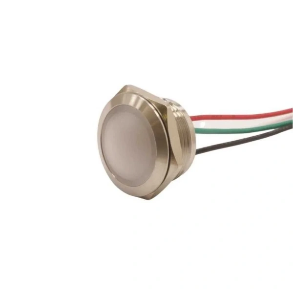 WD19L-P2/RGY- 19mm 12-24V Kablolu Metal Sinyal Lambası - 3 Renk Katot